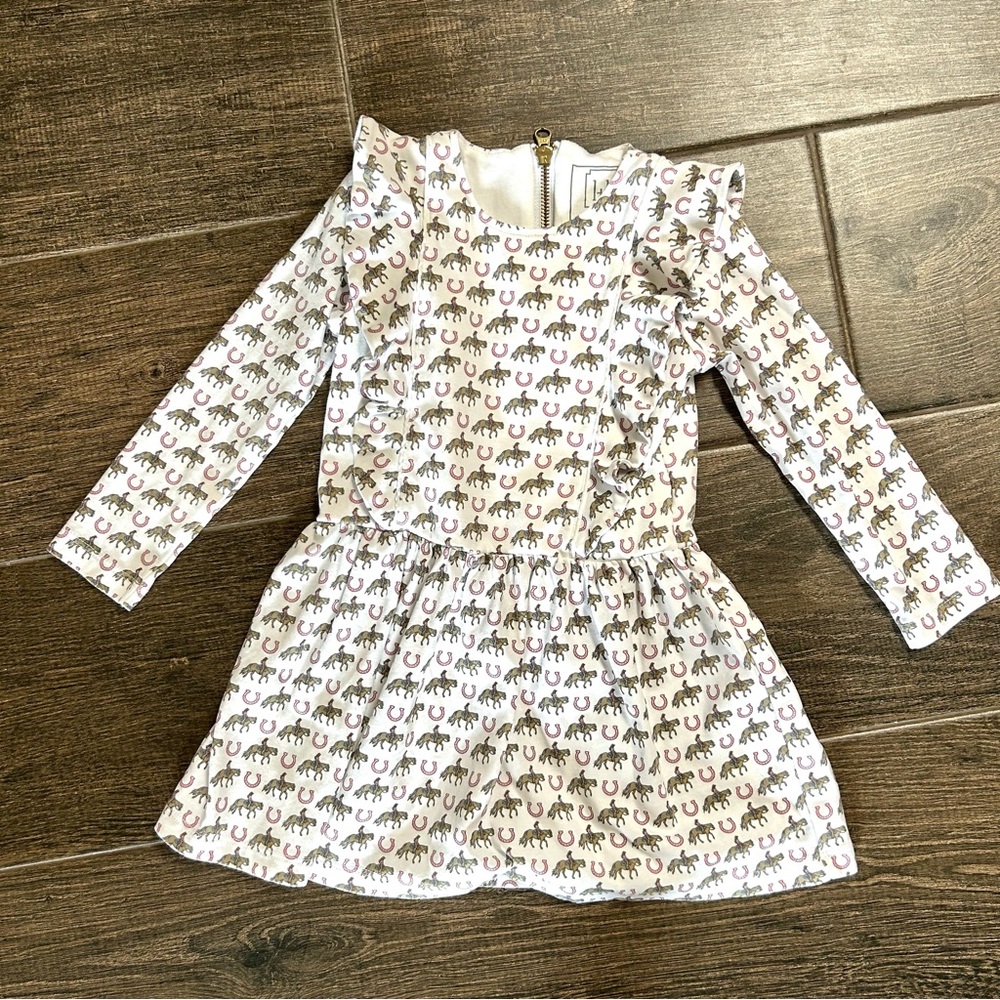 Lila + Hayes / Cowgirl Horse Shoe Print Girl’s Dress